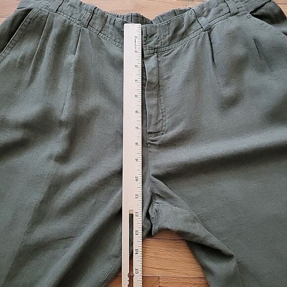 Coldwater Creek Wide Leg High Rise Linen Pants Olive Green Beachy Boho Lagenlook - Picture 8 of 12